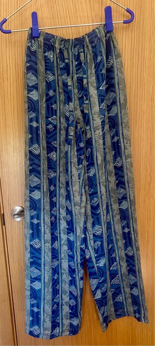Pantalón ancho Varesse estampado azul y gris