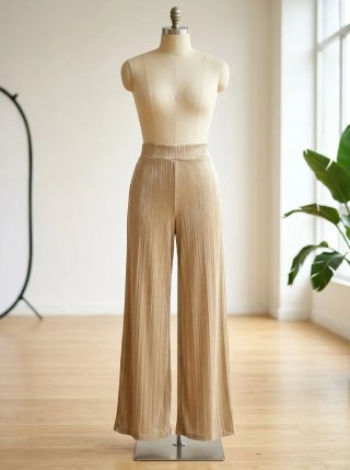 Pantalón Palazzo Plisado Beige