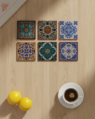 Set di 6 sottobicchieri in sughero con design Dubrovnik piastrelle
