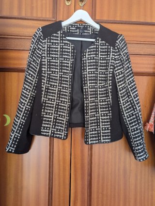 Chaqueta H&M Cuadros Blanco y Negro XS