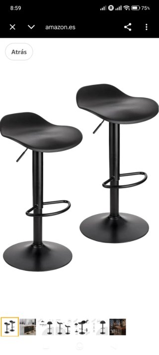 Set de 2 Taburetes de Bar Negros