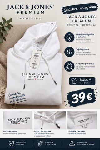 Sudadera Jack & Jones Premium Blanca Talla M