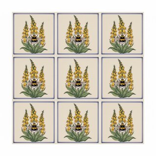 Pack 6 azulejos abeja y flor cerámica cocina
