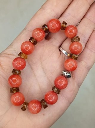 Pulsera elástica de rodocrosita