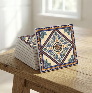 Pack 6 azulejos cerámica diseño botánico andaluz