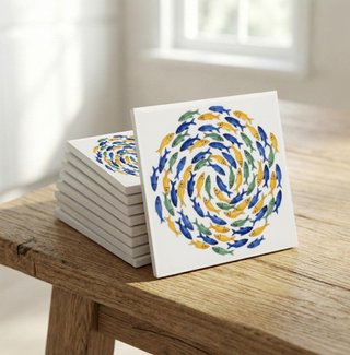 Pack 6 azulejos peces cerámica para cocina