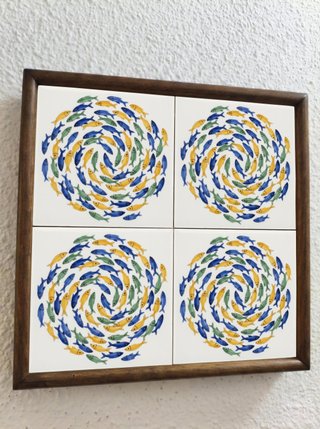 Pack 6 azulejos peces cerámica para cocina