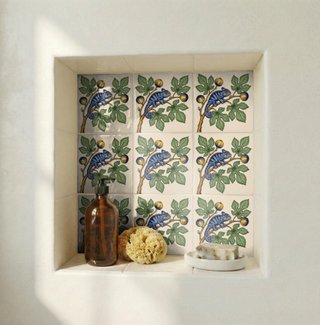Pack 6 azulejos camaleón botánico cerámica 10x10