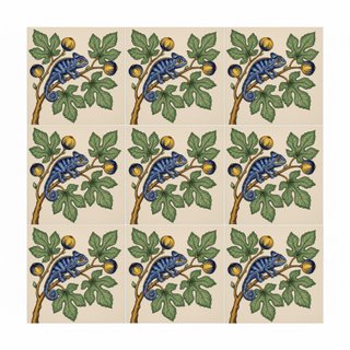 Pack 6 azulejos camaleón botánico cerámica 10x10