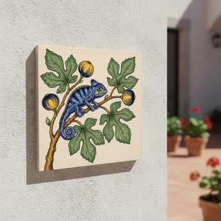 Pack 6 azulejos camaleón botánico cerámica 10x10