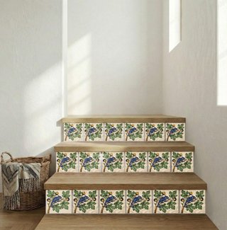 Pack 6 azulejos camaleón botánico cerámica 10x10
