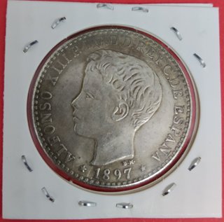 🇪🇦 5 PESETAS (UN PESO) ISLAS FILIPINAS AÑO 1897