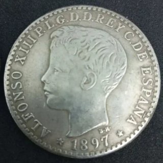🇪🇦 5 PESETAS (UN PESO) ISLAS FILIPINAS AÑO 1897