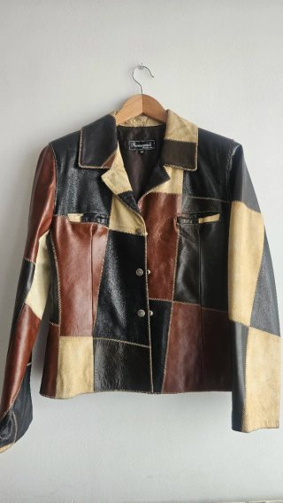 Chaqueta de Piel Patchwork Hecha en Italia