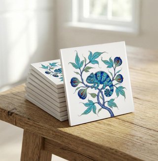 Pack 6 azulejos marroquíes camaleón cerámica