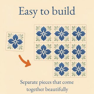 Pack 6 azulejos florales azules 10x10 cm cerámica