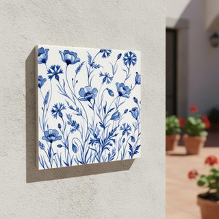 Pack 6 azulejos florales azules 10x10 cm cerámica