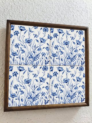 Pack 6 azulejos florales azules 10x10 cm cerámica
