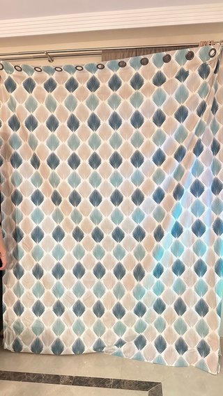 DOS Cortinas beige y azul 2x250