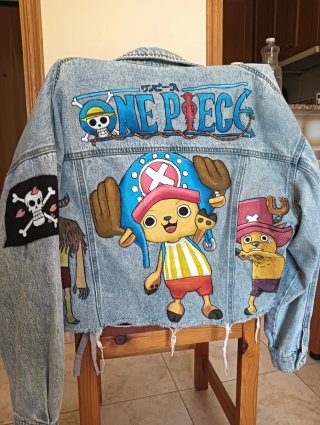 Chaqueta Vaquera One Piece Pintada a Mano