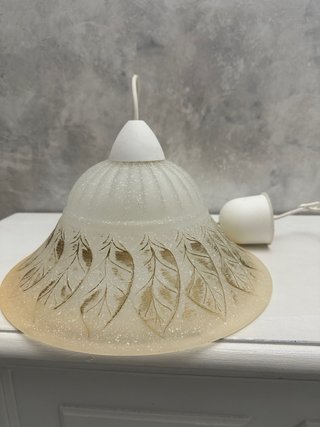 Lampadario vetro decorato foglie oro
