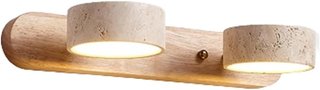 Lampada da parete in pietra e legno