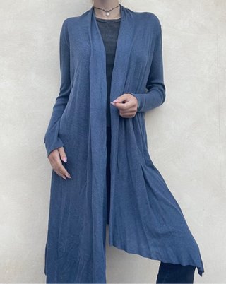 Cardigan lungo blu avio