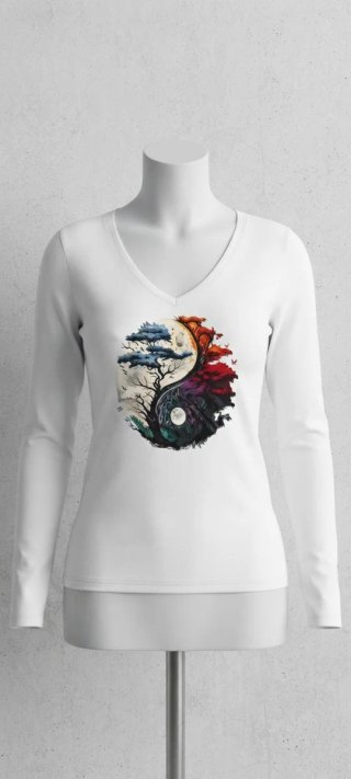 Camiseta Yin Yang Árbol Multicolor