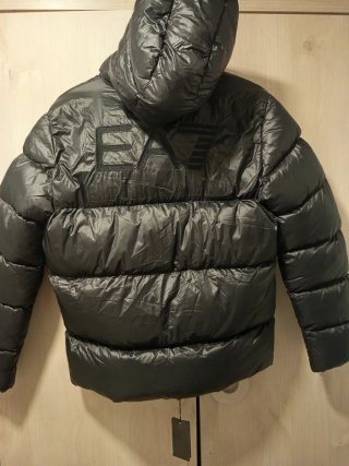 Abrigo Emporio Armani Negro Plumas
