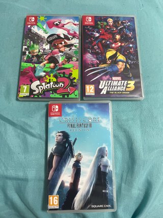 3 Giochi Nintendo Switch: Splatoon 2, Marvel Ultimate Alliance 3: The Black Order, Crisis Core: Final Fantasy VII Reunion