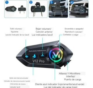 Intercomunicador Y12 Pro bluetooth (micro blando)