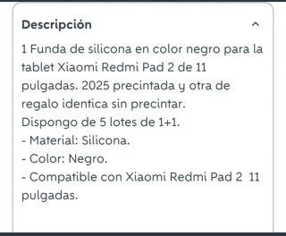 Cover in silicone nero per tablet Xiaomi Redmi Pad 2