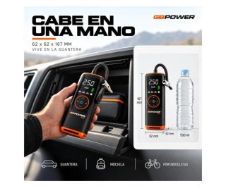 Inflador ruedas coche bateria con linterna LED.