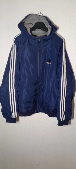 Chaqueta reversible Adidas vintage azul y gris