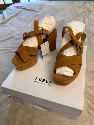 Sandalias con tacon mujer Furla Marrones Talla 37