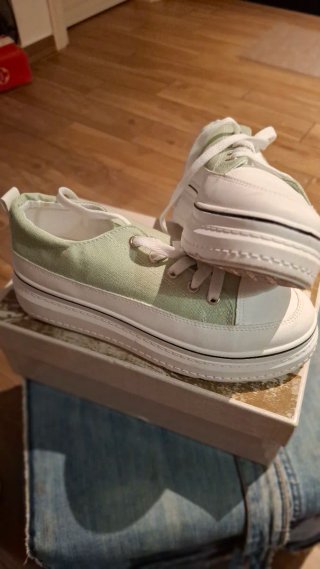 Sneakers con Platforma Verde Pastello 39