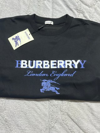 Sudadera Burberry Logo Azul y Blanco Talla L