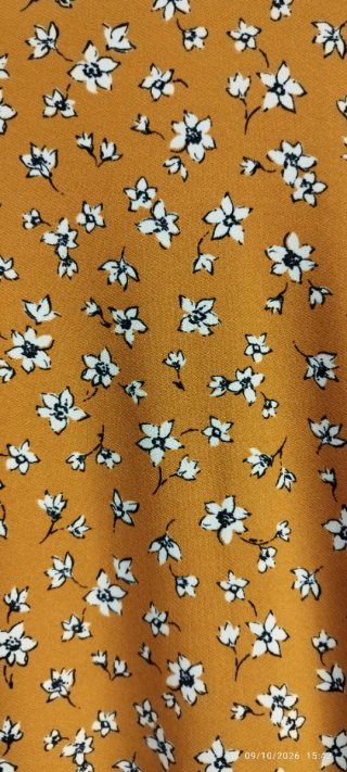Vestido Mango Estampado cor mostarda