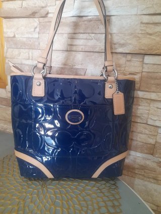 Bolso Coach Azul Charol Original
