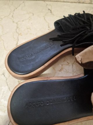Sandalias pala con flecos de piel