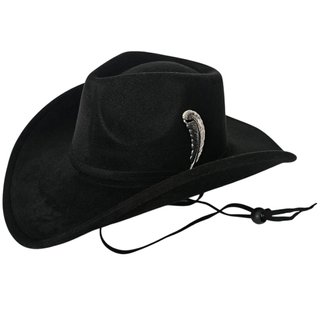 Sombrero Vaquero Negro Ajustable M/L Pluma Lujo