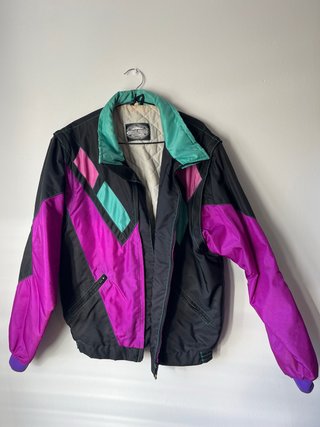 Cazadora Vintage Negra, Morada y Turquesa