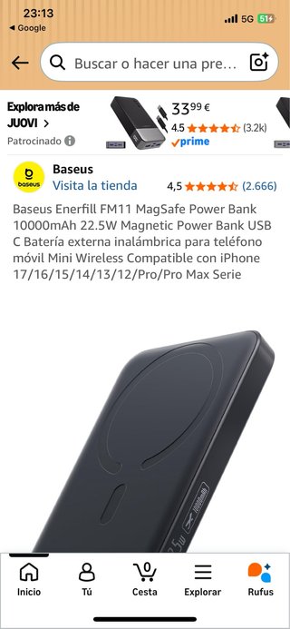 Batería Portátil Baseus 10000mAh 22.5W
