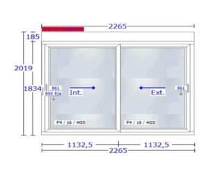 Balconera Corredera de PVC 2265x2019 con persiana