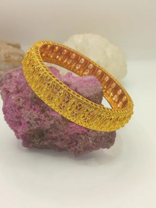 Pulsera Rígida Estilo Árabe laminado Oro 24k