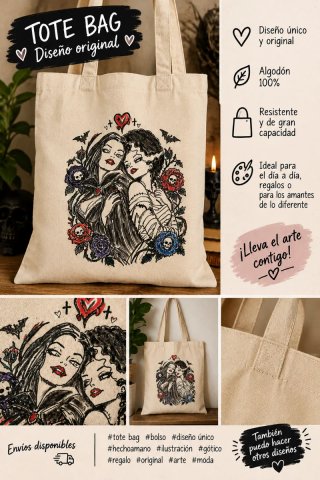 Tote Bag Diseño Original Gótico romantico
