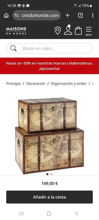 Baúl decorativo mapa del mundo