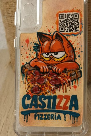 Funda móvil personalizada Garfield pizza