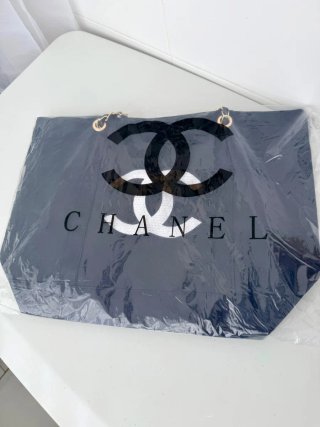 Borsa Tote Chanel Nero con Logo Bianco