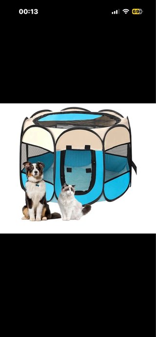 Box di stoffa per animali beige/blu